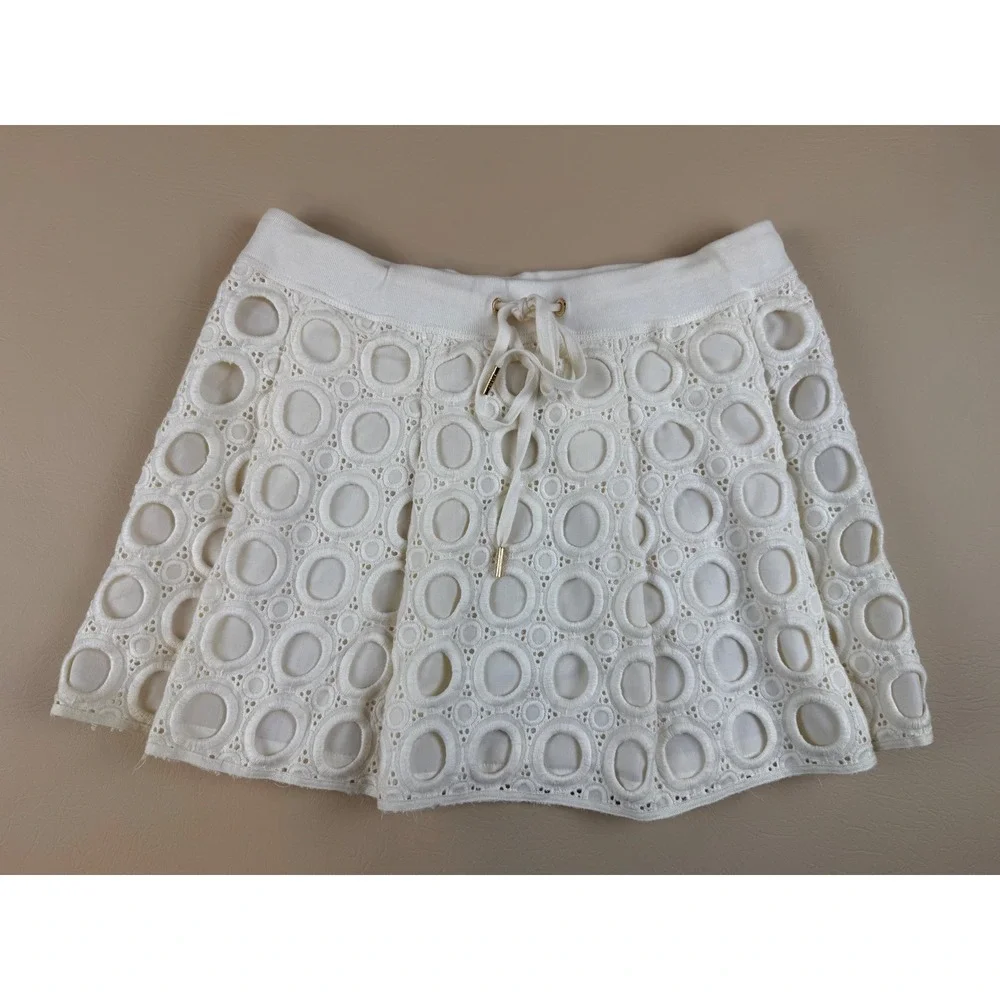 Boho‎ Eyelet Mini Skirt Circle Lace White Small Juicy Couture